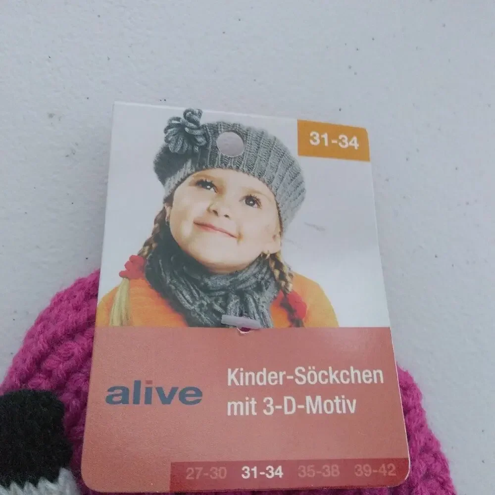Alive Pink Knit Home socks with 3D motifs Cow Size 31-34